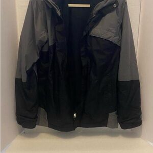 Men's Black & Gray Hooded Columbia Coat - XL